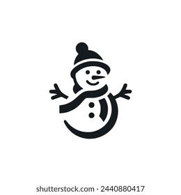 diseño de plantilla de ilustración vectorial de logotipo de muñeco de nieve lindo simple