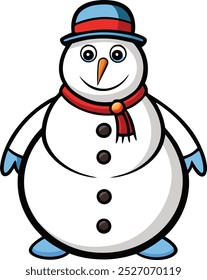 Simple Cute Snowman Vector Illustration