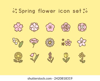 Simple and cute spring flower icon set_c