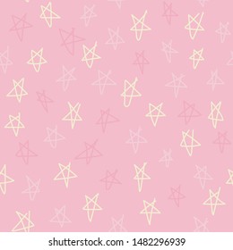 Simple cute stars doodle seamless pattern background, vector eps 10 illustration.