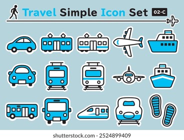 Conjunto de iconos simples y lindos como pegatina para viajes