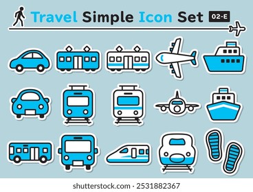 Conjunto de iconos simples y lindos como pegatina para viajes