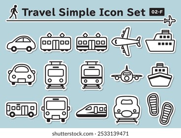 Conjunto de iconos simples y lindos como pegatina para viajes