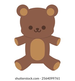 Simple and Cute Stuffed Bear Illustration (Flat Design)