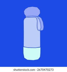Estilo lindo simple botella de invierno con ilustración de dibujos animados de bufanda
