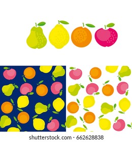simple cute summer fruit icon set for labels, surface design. vector illustration for web and print design.