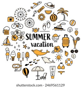 Simple and cute summer illustration set (2 colors)