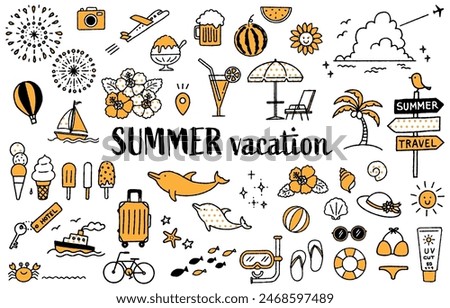 Simple and cute summer illustration set (2 colors)