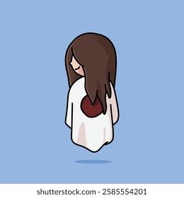 Simple cute sundel bolong ghost cartoon vector illustration Collection of Indonesian ghost concept icon isolated