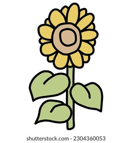 Simple and cute sunflower color illustration