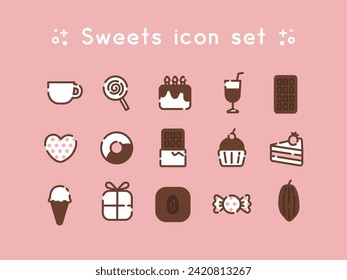 Simple and cute sweets icon set