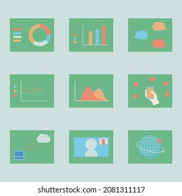 Conjunto De Ilustración Tecnológica Simple Y Cuidada