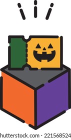 A simple and cute ticket that can be used for a Halloween event that jumps out of the box