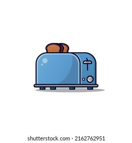 Simple, Cute Toaster Drawing Vector Art On A White Background.