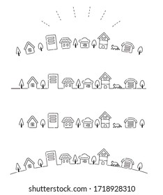 Simple and cute townscape illustration material