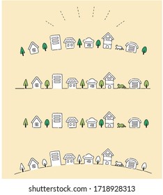 Simple and cute townscape illustration material