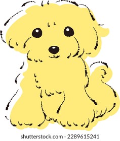 Simple and cute toy poodle hand-drawn line drawing vector illustration