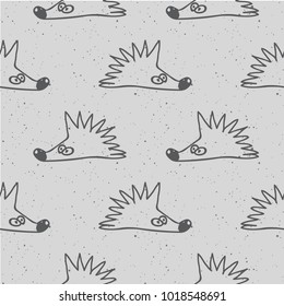 Simple cute tribal seamless pattern background with hedgehog or urchin with grain grange background for textile, book covers, wallpapers, print, gift wrap and scrapbooking.