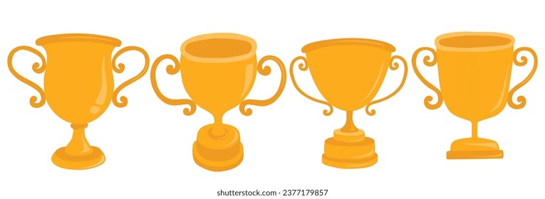 Simple cute trophy icon set isolated on white background.