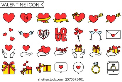 Simple and cute Valentine's Day icon set, Vector Illustration