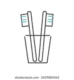 Icono de Vector simple y lindo [Cepillo de dientes en una taza]