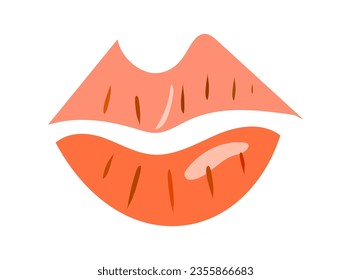 simple y linda ilustración vectorial de los labios rojos rosados.