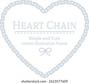 A simple, cute vector illustration of a silver heart-shaped chain frame with a transparent background - perfect for Valentine's gifts, photo frames, or social media templates.