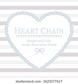 A simple, cute vector illustration of a silver heart-shaped chain frame with a transparent background - perfect for Valentine's gifts, photo frames, or social media templates.