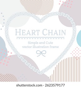 A simple, cute vector illustration of a silver heart-shaped chain frame with a transparent background - perfect for Valentine's gifts, photo frames, or social media templates.