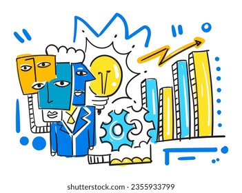 einfache und süße Vektorgrafik eines erfolgreichen Geschäftssystems.