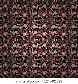 Simple cute vector pattern in small-scale flowers. Liberty style. Floral seamless black, beige and gray background for textile, book covers, manufacturing, wallpapers, print, gift wrap. Millefleurs.