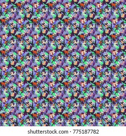 Simple cute vector pattern in small-scale flowers. Liberty style. Floral seamless blue, violet and beige background for textile, book covers, manufacturing, wallpapers, print, gift wrap. Millefleurs.