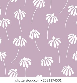 
A simple cute vector pattern with white flower silhouettes on a muted pink background.