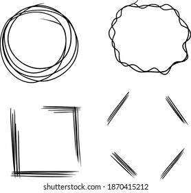 simple cute vector set of black frames and graphic elements for design decor words and phrases