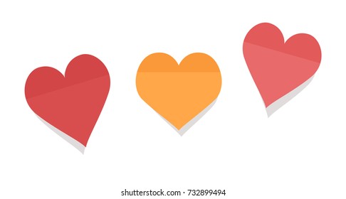 Simple cute vector sticky hearth notes. Perfect for valentine.