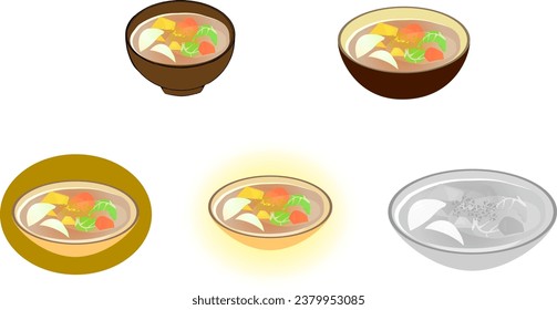 Simple and cute vegetable soup illustration