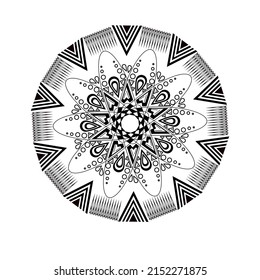 Simple and cute version ircular pattern in form of mandala for Henna, Mehndi, tattoo, decoration. Decorative ornament in ethnic oriental style. Coloring book page. 