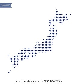 Simple and cute Visualization navy blue mosaic Japanese maps. Graphic explanation in design and make it visible informative infographics. Japanese traditional square pattern "Ichimatsu" textured. 