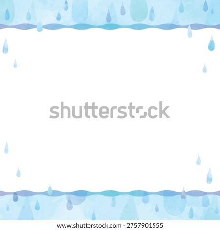 Simple and Cute Watercolor Frame with Raindrops