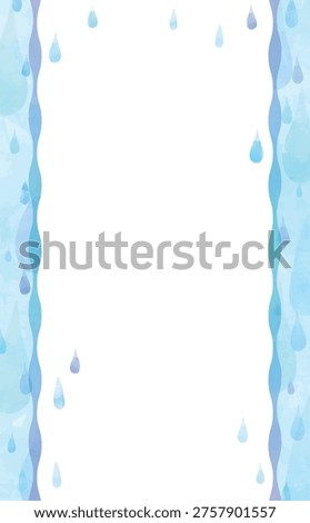 Simple and Cute Watercolor Frame with Raindrops