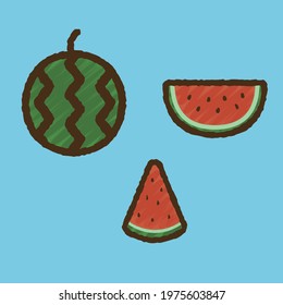 Simple And Cute Watermelon Clip Art Set, Handwriting Style