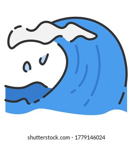 Simple cute wave on beach illustration
