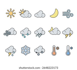 Conjunto de iconos de Clima lindo simple