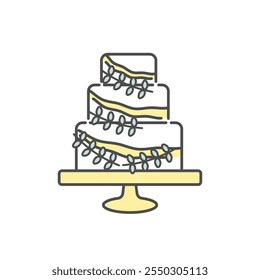 Simple cute wedding cake illustration