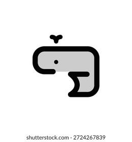 Simples bonito ícone de perfil lateral baleia com uma pequena bica; moderno e amigável para conteúdo educacional, produtos para crianças, conservação marinha e marcas com temática oceânica.