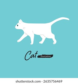 simple and cute white cat illustration