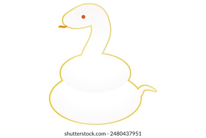 A simple and cute white snake with a coiled tail, Vector Illustration