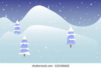 Simple cute winter landscape. Great background for your postcards. Vector illustration.