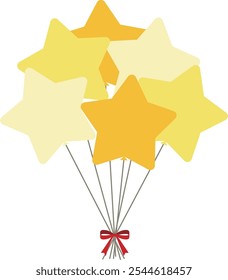 Simple and cute yellow balloons in the shape of stars