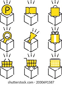 Simple and cute yellow icon set that can be used for shopping etc.